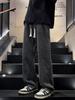 Dingfengbaoluo Men's Retro Straight Wide-Leg Casual Pants