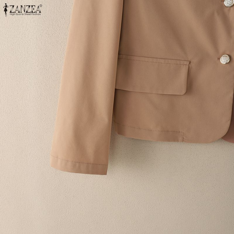 ZANZEA Женский повседневный кардиган-блейзер тонкий с отложным воротником, свободного кроя, с длинными рукавами