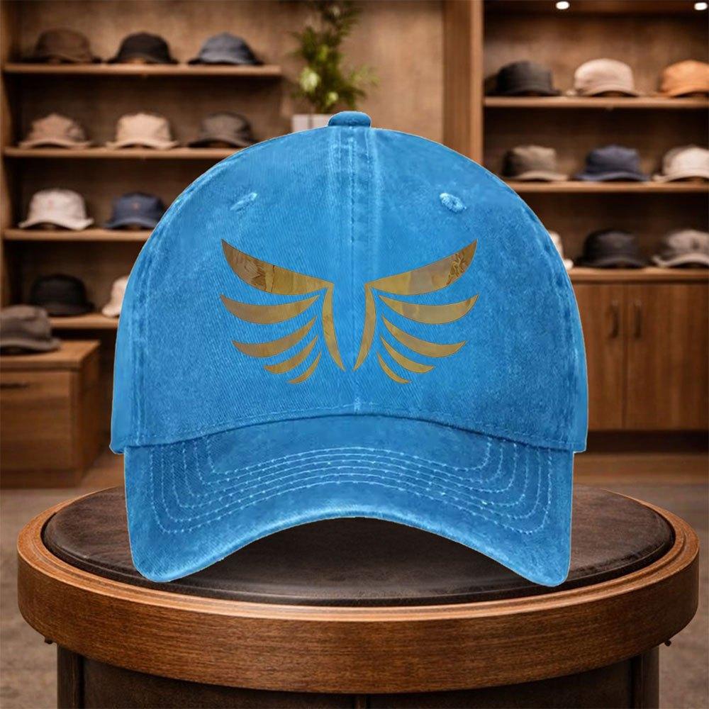 A Baseball Cap with a Golden Wing Print a Casual Duckbill Hat Stylish And Adjustable for Outdoor Use Suitable for Travel And