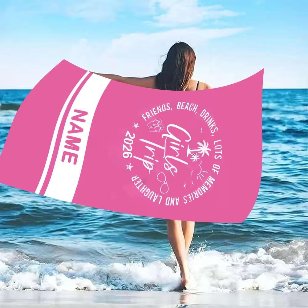 Beach Theme Beach Towel Starfish Shell Printing Microfiber Quick Drying Absorbent Large Bath Towel