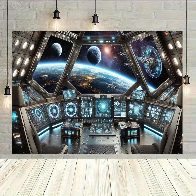 2D graphic design, 1 large background banner of the spaceship control panelDJH