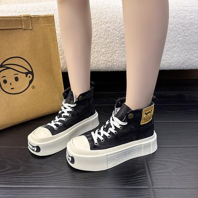 Европейская станция платформа универсальные парусиновые туфли женские лето 2025 новые универсальные удобные спортивные и повседневные высокие кеды