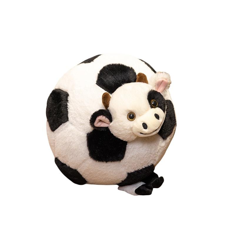 Creative Cute Football Cow Doll Plush Toy Small Cow Throw Pillow Kindergarten Baby Soothing Doll