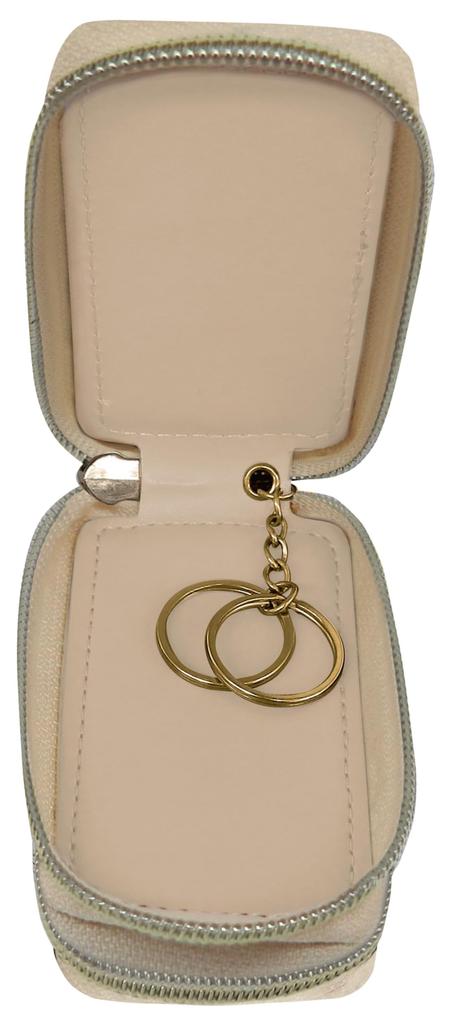 Snoopy Key Case Compatible with Smart Key Double Round Zipper Carabiner Hook Keychain Included Ladies Popular Character SNOOPY Ivory W Zipper