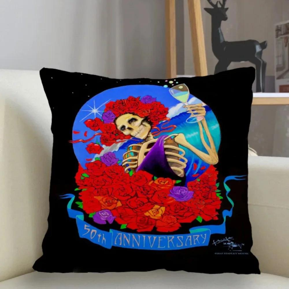 Наволочка Grateful Dead для домашнего декора 45x45 см, на молнии, квадратная, для декоративной подушки