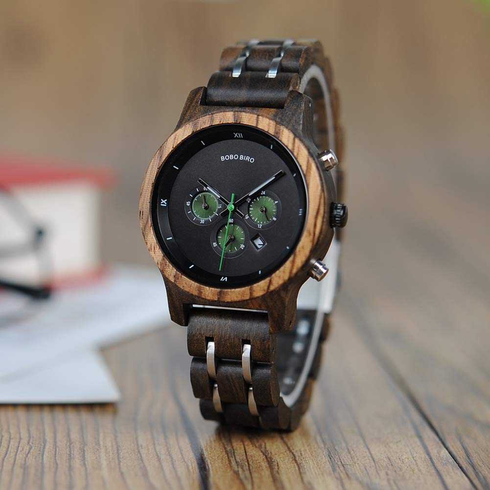 BOBO BIRD Деревянные часы Деревянные легкие часы Кварцевые аналоговые часы с датой Деревянные часы Кварцевые модные часы Деревянные часы Женские (П18-1)