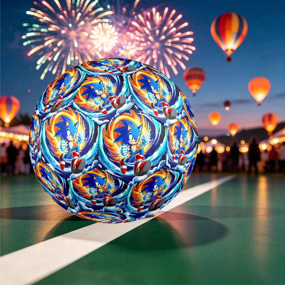 1pc Sonic the Hedgehog Pattern Football, Standard Size 5 Soccer Ball Stylish Sport Football for Competition Play and Training