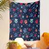 Colorful Paw Print Pattern on Navy Background Patterned Tapestry Decorative Wall Hanging, Home Bedroom Living Room Decor