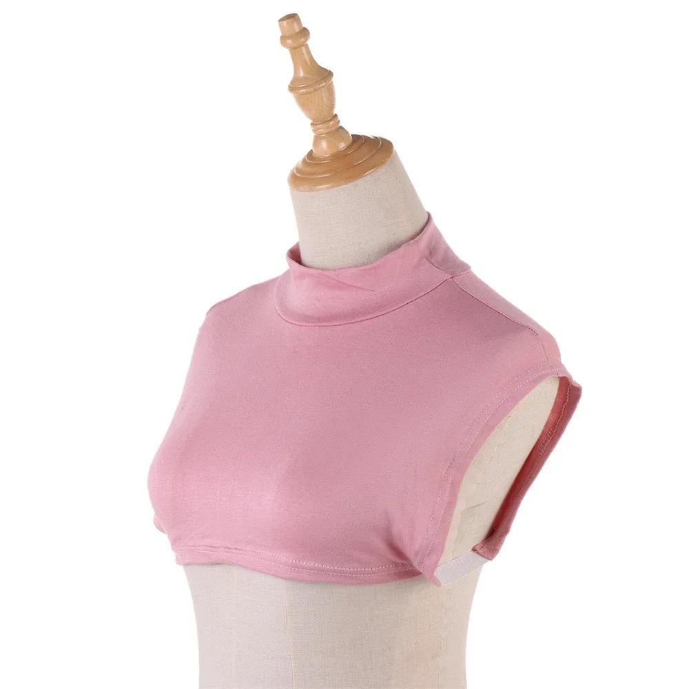 New Womens Muslim Modal Fake False Collar Islamic Hijab Extensions Turtleneck High Neck Cover Warmer Bright Solid Color Half Top