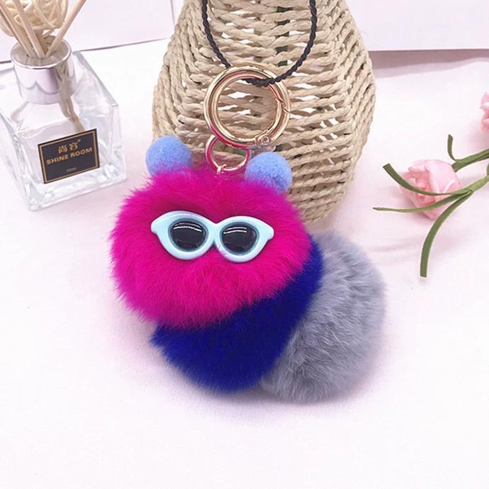Кролик Рекс красочная гусеница плюшевая сумка кулон брелок креативный милый женский норковый ювелирный подарок