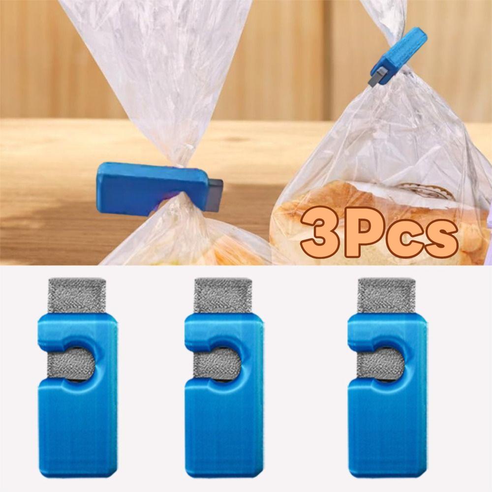 3pcs Squeeze-lock Bread Bag Clip Fresh-keeping Reusable Sealing Bag Clip Plastic Moisture-proof Snack Bag Clip Office