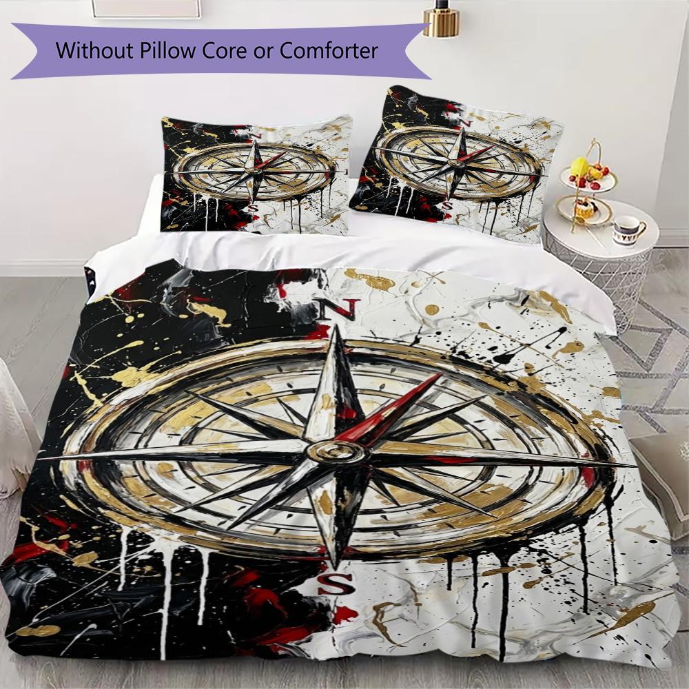 Compass Pattern Bedding uilt Set uilt Cover Pillowcase Home Decoration Birthday Gift (1 * duvet cover + 2 * pillowcase  without core)167