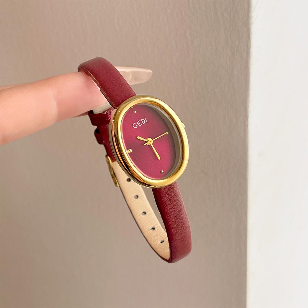 Elegant Luxury Leather Strap Watches for Women Water-Resistant Quartz Timepiece with Small Oval Dial Perfect Gift for Ladies