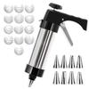 Stainless Steel Spritz Cookie Press Set,Cookie Press Gun Kit with 8 Piping Tips and 13 Discs for DIY Maker and Decorating Baking