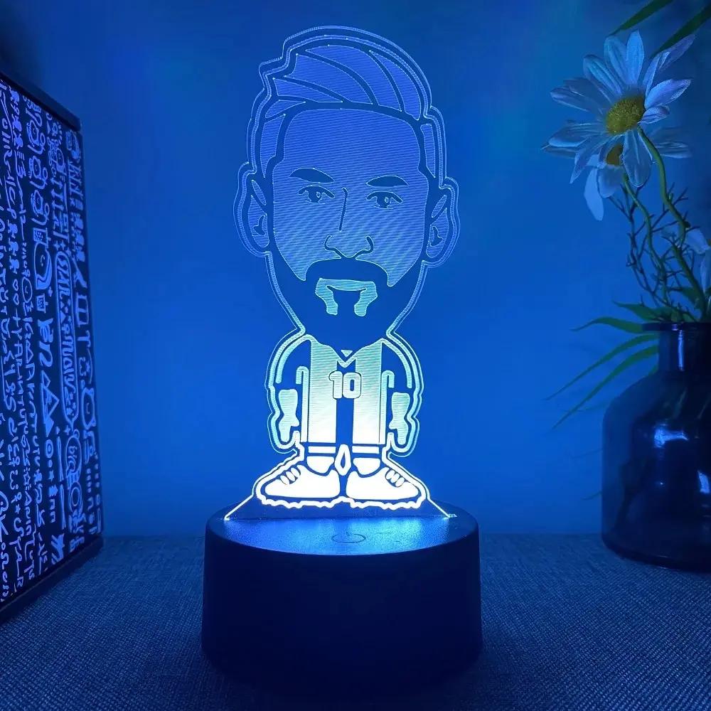 LED Night Light 3D Lamp Illusion Football Character Messi Smart Touch Child Nightlight Soccer Fans Room Decor Table Lamps Gifts