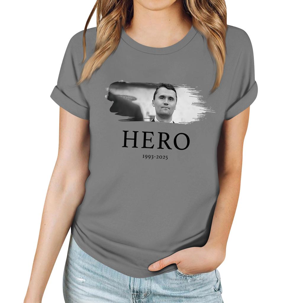 Women's Casual Printed T-Shirt Round Neck Pullover Short Sleeve Top