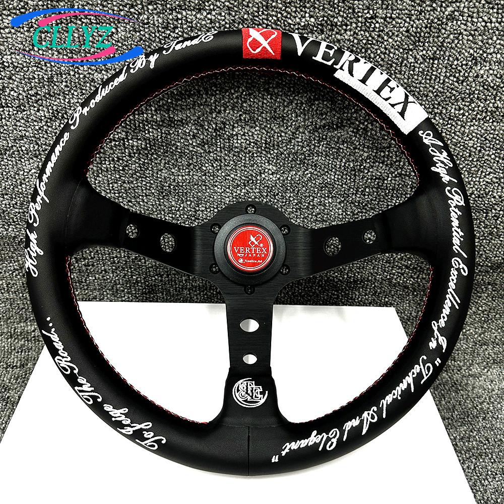 12.5inch 320mm Racing Drift Steering Wheel Real Leather Deep Dish VERTEX Sim Embroidery JDM Car Accessories