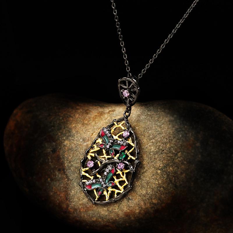 Винтажный полый цветной циркон, кулон из черного золота, ожерелье-цепочка на ключицу с бабочкой и стрекозой, высокая ювелирия, свадебные аксессуары