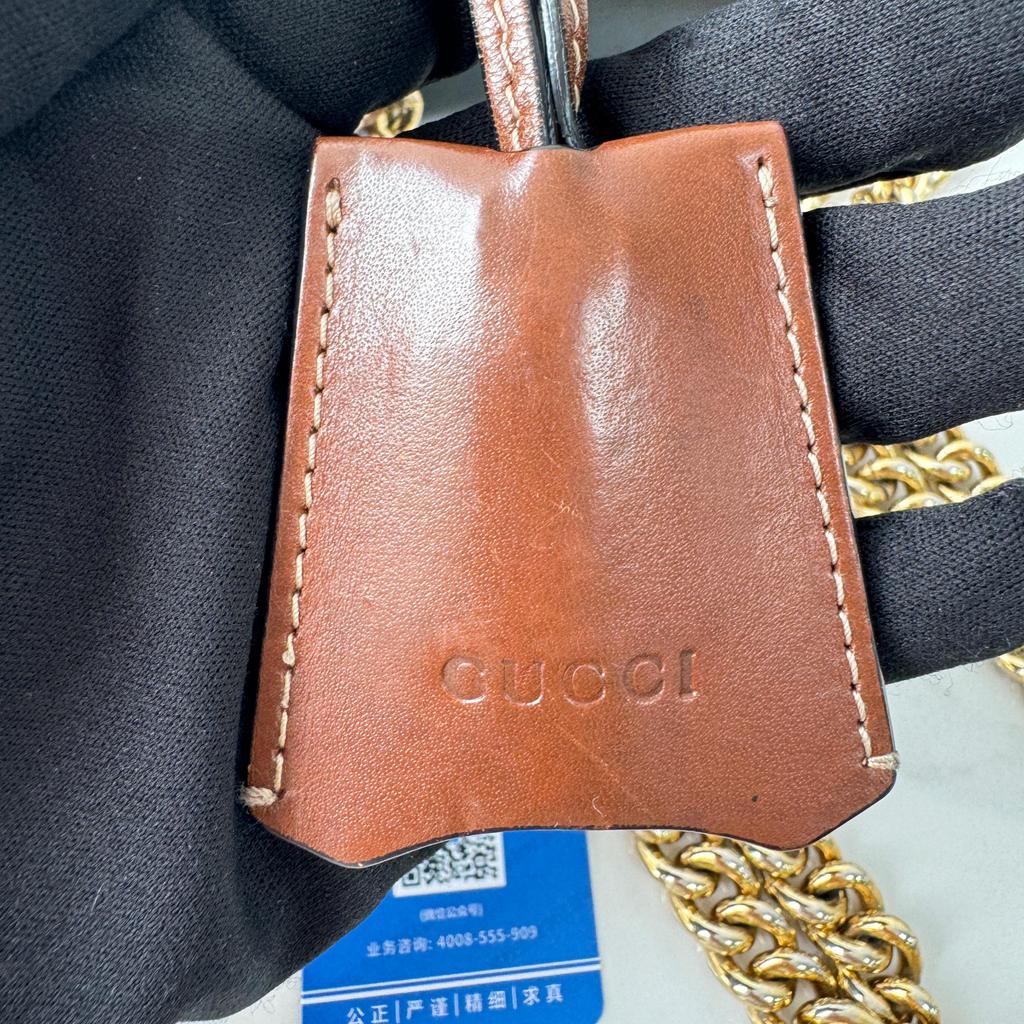 [Pre-Owned] Padlock Moonlight Treasure Box Series Metal Lock Logo Canvas And Leather Crossbody Bag Small - Fair #1DLGAUE