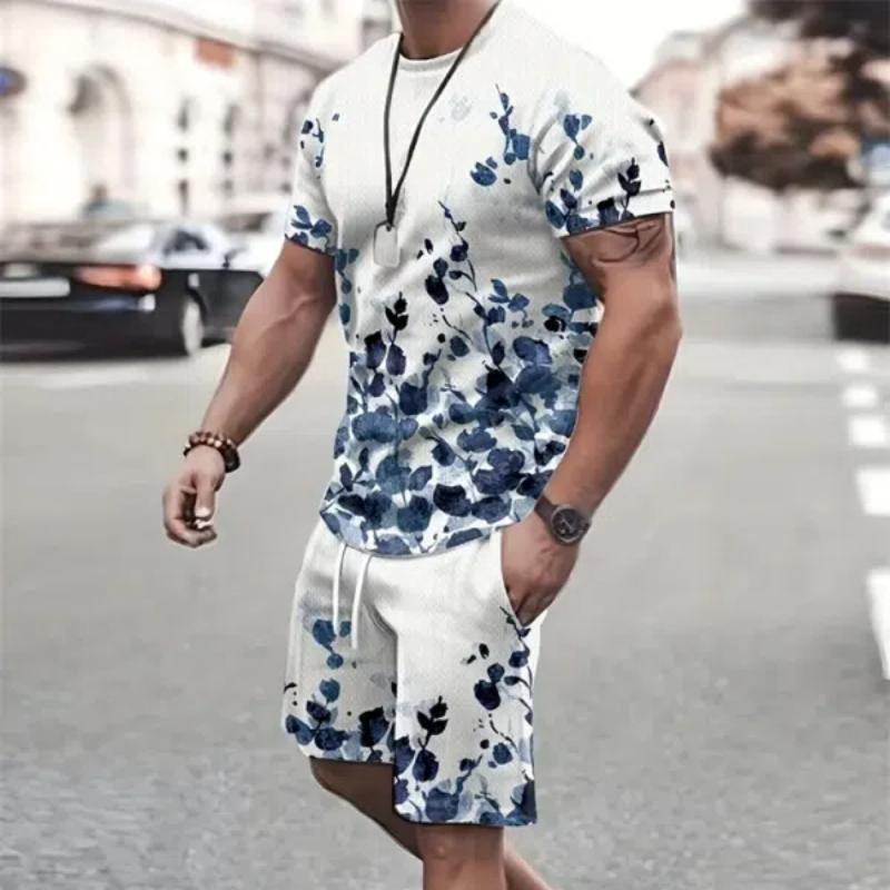 Летний мужской комплект с коротким рукавом в морском стиле с принтом якоря, комплект с короткими рукавами и шортами, мужская футболка с круглым вырезом