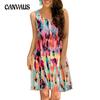 Summer Women's Dress Floral Printed Sleeveless Round Neck Loose Dresses
