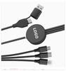 High Quality 3-in-1 Nylon Braided Fast Charging Data Cable Aluminum Micro USB Type C Phone Charger with LED Logo