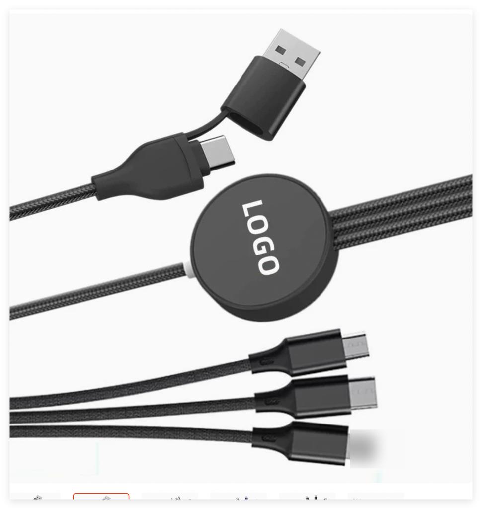 High Quality 3-in-1 Nylon Braided Fast Charging Data Cable Aluminum Micro USB Type C Phone Charger with LED Logo
