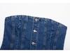 2025 Spring Women's Fashion: European & American Style Denim Bustier Top