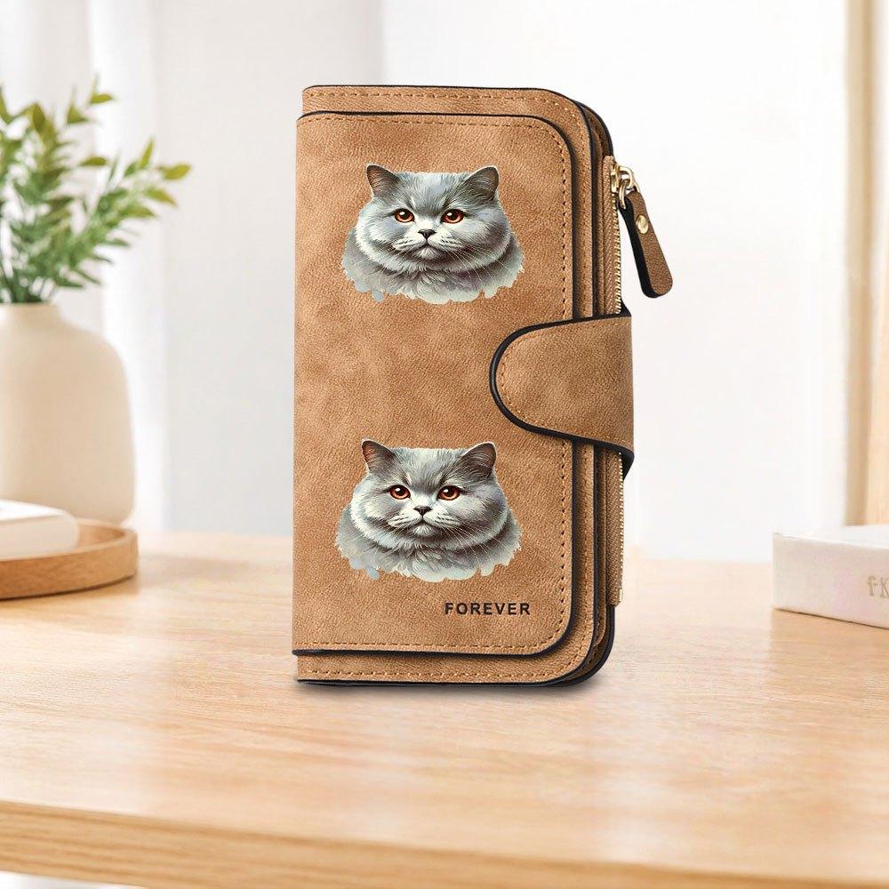 Кошка Британская короткошерстная, Кошелек на длинной молнии, Держатель для карт большой емкости, Унисекс клатч-сумка, Модный кошелек-монетница на молнии, Подходит для повседневного использования, A