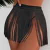 Женская сексуальная пляжная юбка с высокой талией и кисточками, летняя однотонная мини-юбка с бахромой, костюм для вечеринки, Клубная одежда
