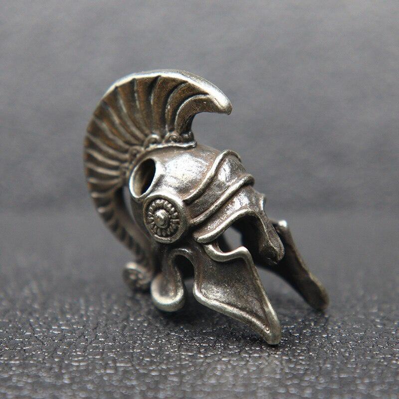 Outdoors EDC Tool Brass Spartan Roman Warrior Helmet Knife Beads Lanyard Pendant DIY Paracord Bead Woven Rope Bracelet Accessory