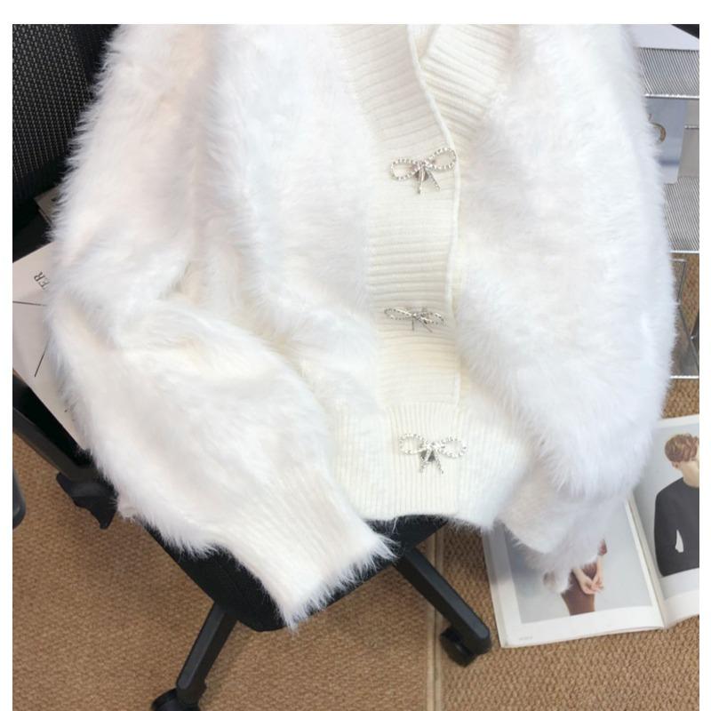 Женская мода повседневная осень-зима однотонный принт длинный рукав V-образный вырез свитера