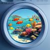 Водонепроницаемая ПВХ наклейка в 2D-стиле «Школа рыб» для стиральных машин