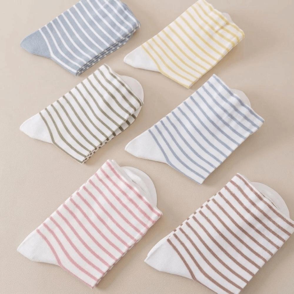 5Pairs Comfortable Striped Socks Loose Women Tube Socks Simple Cotton Socks Sleeping socks