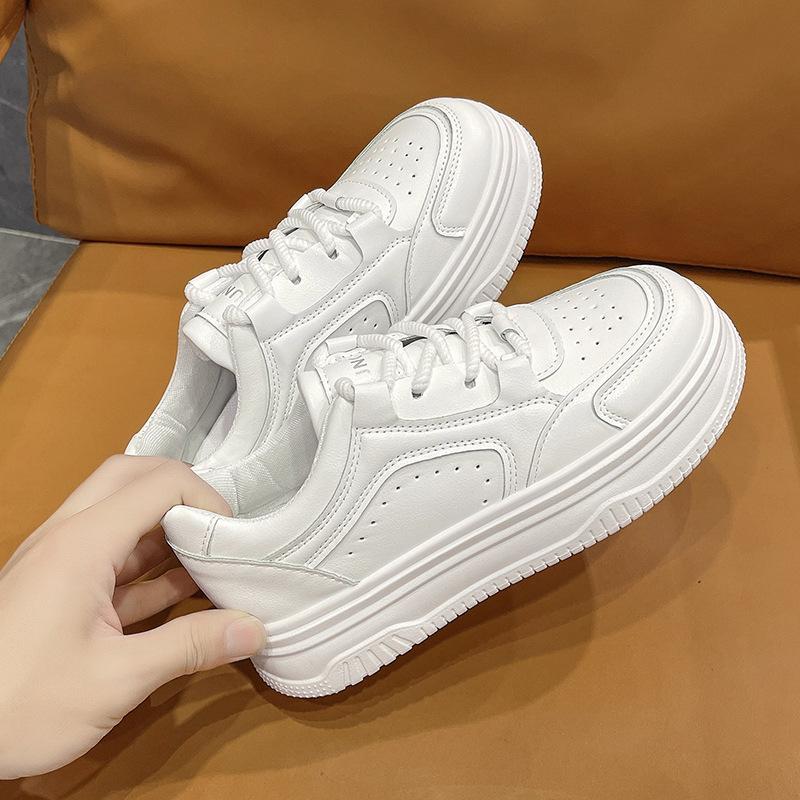 Маленькие белые туфли, детская весенне-осенняя обувь, новинка, толстая подошва, повышающая упругость, универсальная кожаная поверхность, повседневная обувь для сноуборда