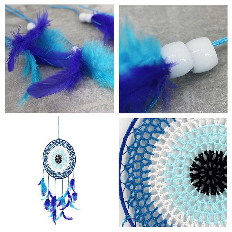 Dream Catcher Hand-woven Craft Blue Feather Dreamcatcher Bedroom Wall Hanging Living Room Decoration
