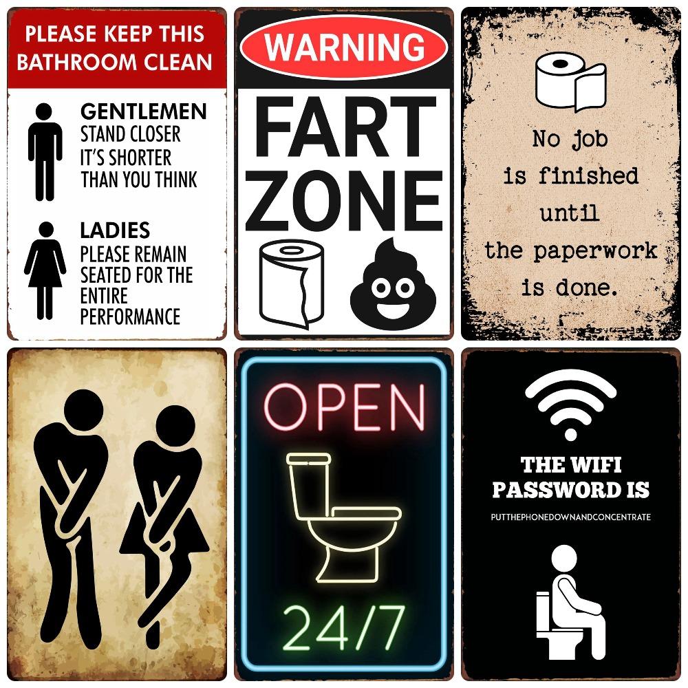 Смешная персонализированная туалетная комната, металлические жестяные таблички, винтажная табличка для туалета, настенное искусство в туалете, декор ванной комнаты, таблички для туалета, WY156