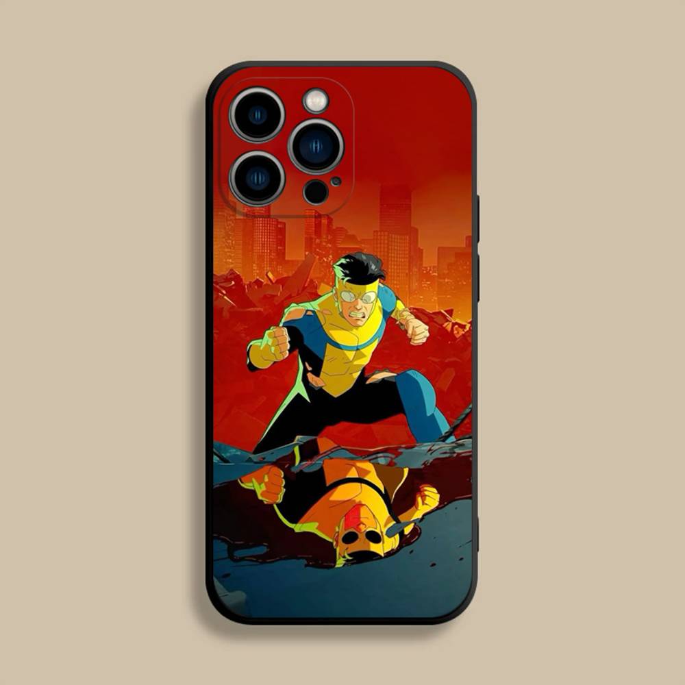 I-Invincible Wallpaper Cool Phone Case For iPhone 17,16,15,14,13,12,11,Pro,Max,Plus,E,SE4,Air,Mini Black Soft Cover
