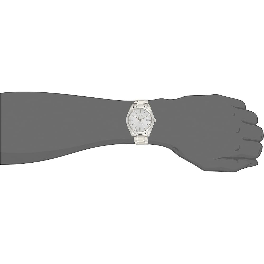 SEIKO Essential Men's Watch, Sunray Finish, Date Calendar, LumiBrite Hands, Stainless Steel Case and Bracelet, 100m Water Resistant, Silver/White, SUR