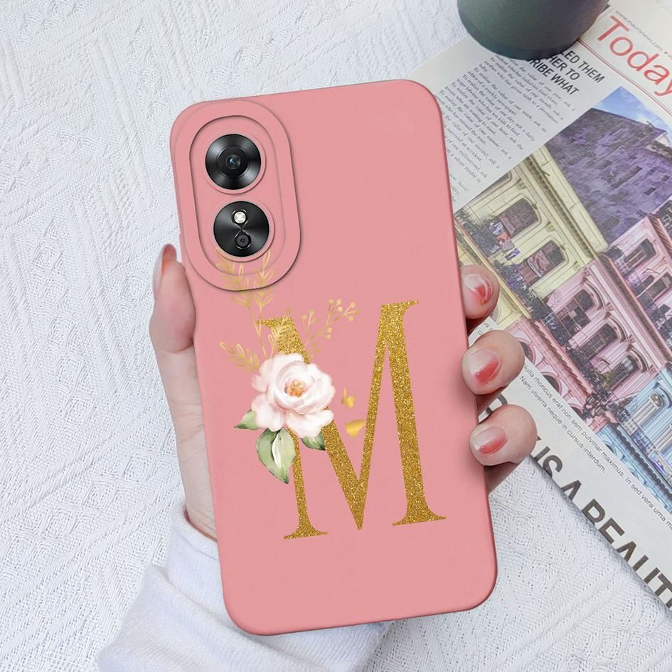 Милый чехол с буквами для OPPO A1 Pro A5 A9 2020 A15 A16 A17 A52 A53, мягкий силиконовый квадратный защитный чехол, бамперы с розовыми буквами для OPPOA17, чехол для телефона