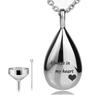 Elegant Teardrop Cremation Urn Necklace - Stainless Steel Memorial Pendant for Women