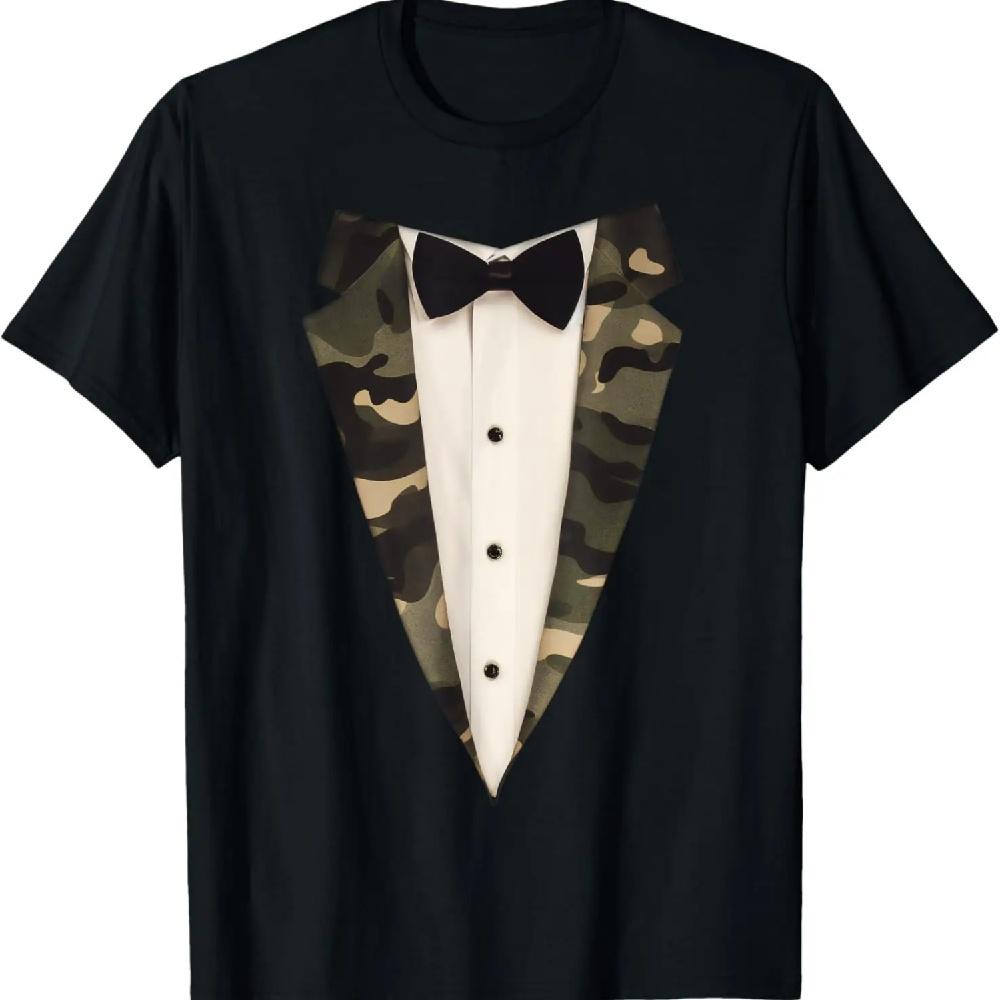 Camo Tuxedo Halloween Camouflage Costume Funny Tux Bowtie T-Shirt