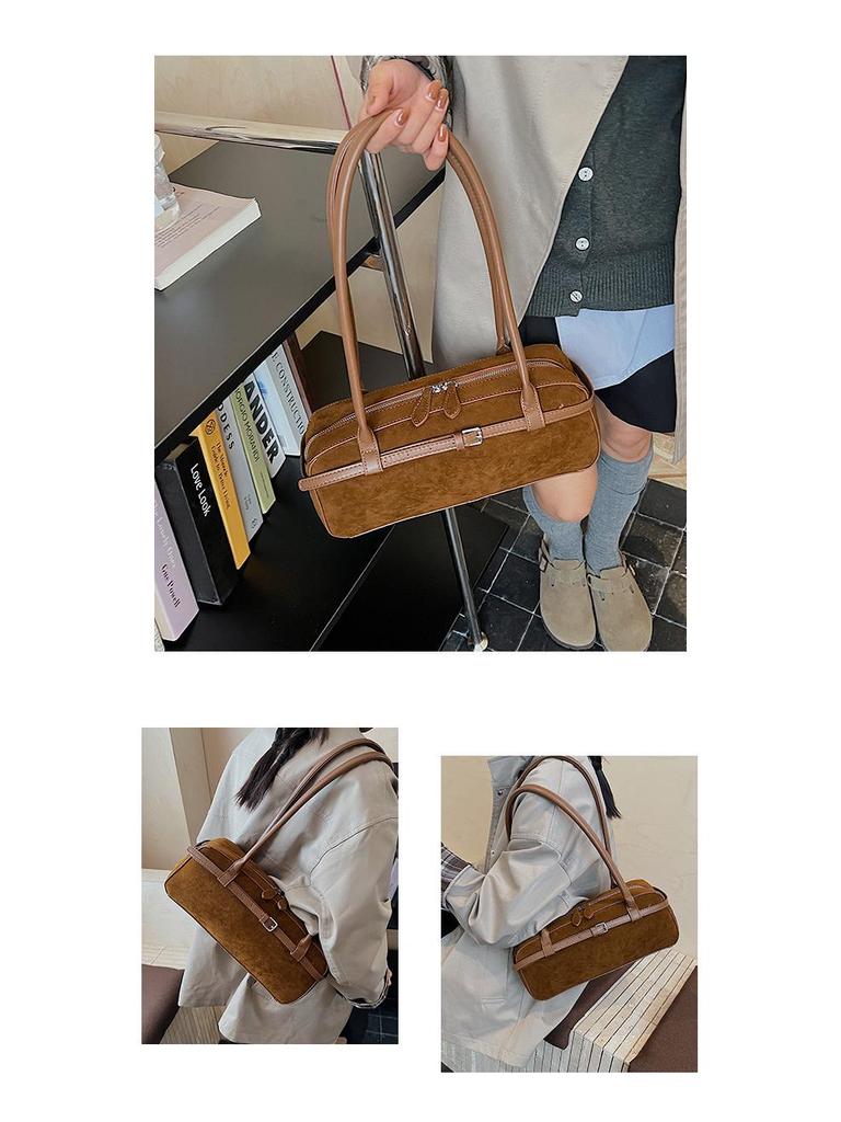 Сумка-багет из матовой кожи Yuezi: Осенне-зимняя коллекция 2025 года: Сумка Boston через плечо и под мышку