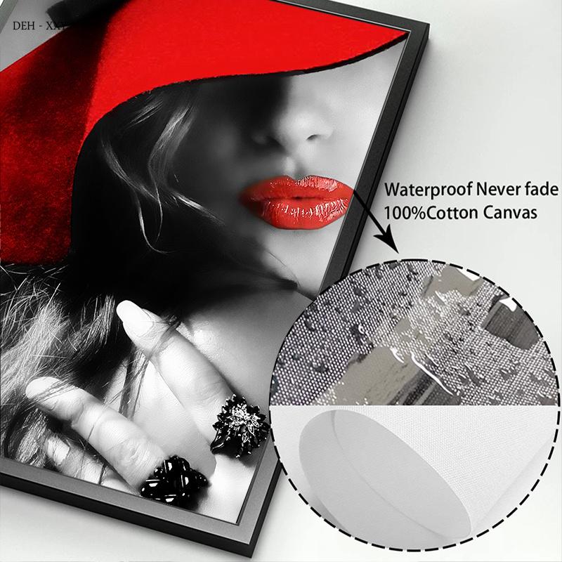 Красные губы сексуальная женщина холст картина модная девушка детки настенные художественные картины современный дом гостиная настенное украшение безрамное