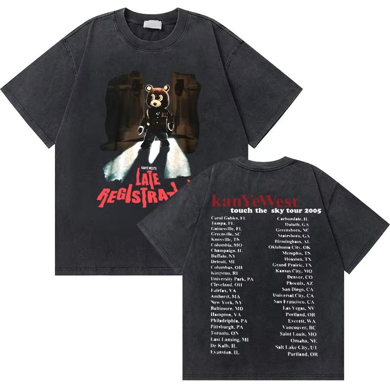 Washed Vintage Rapper Kanye West Music Album Cover Logo Graphic Tshirt THE LIFE OF PABLO T Shirt Men Hip Hop Vintage Tshirts