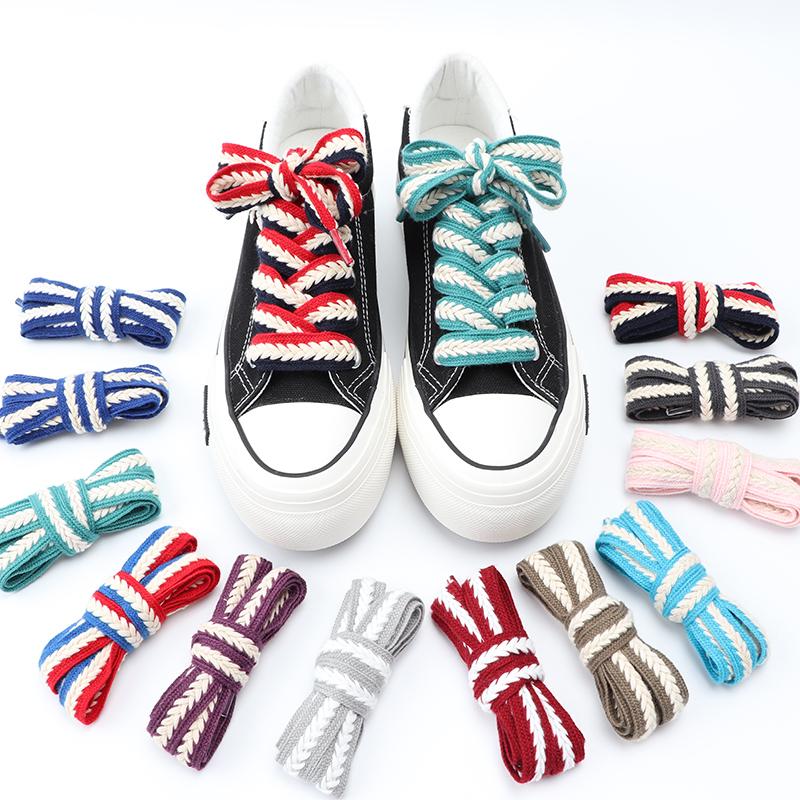 Новые плоские шнурки для кроссовок, полосатые шнурки с переплетением, шнурки для женщин и мужчин, текстурированные, классические, широкие, 1,5 см