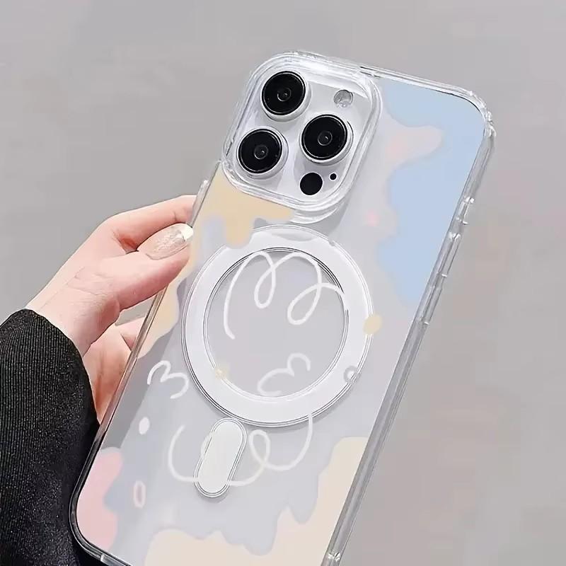 Color Block Cloud Magnetic Wireless Charge Phone Case for Samsung S25 S24 Ultra S23 S22 Plus S21 S24 FE 5G Clear Cover for Girls