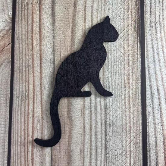 3/4Pcs Halloween Black Cat Decor Wooden Cat Silhouette Door Corner Decor Scary