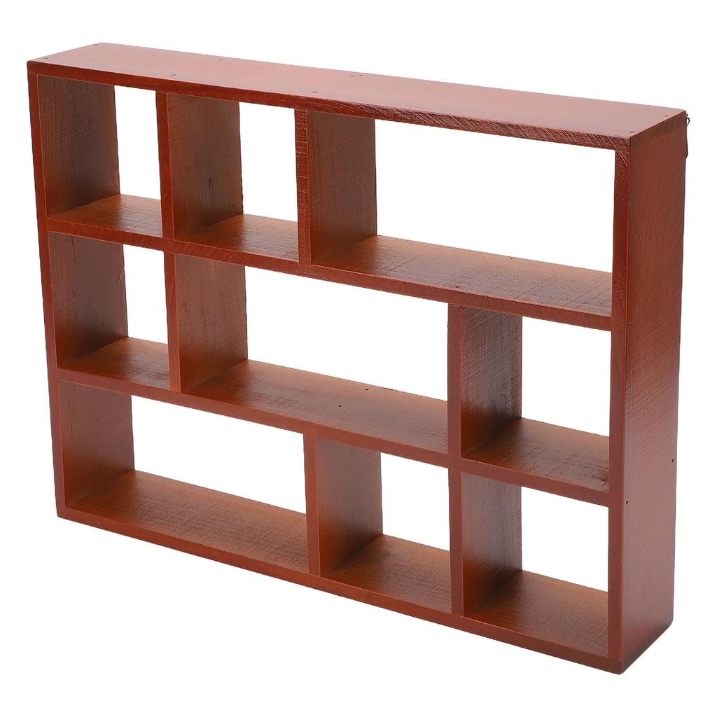 Деревянная Настенная Настольная Полка 9 Отделений Многофункциональная Винтажная Деревянная Настенная Полка Макияж