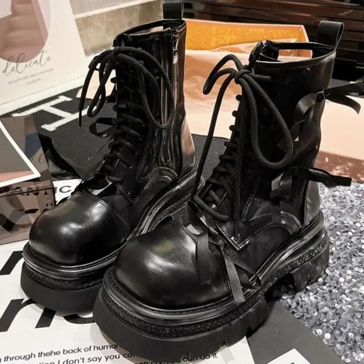 Модные летние дышащие сандалии на платформе, ботинки на толстой подошве, женские ботинки с боковой молнией, увеличивающие рост, спортивные босоножки до середины голени